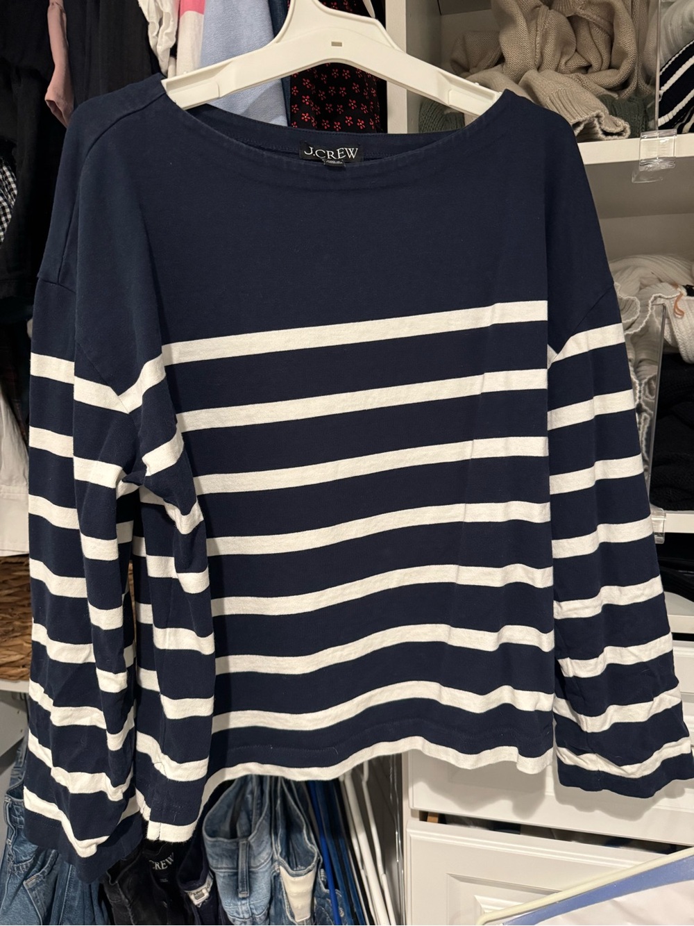 J. Crew Navy and White Striped Long-Sleeve Tee